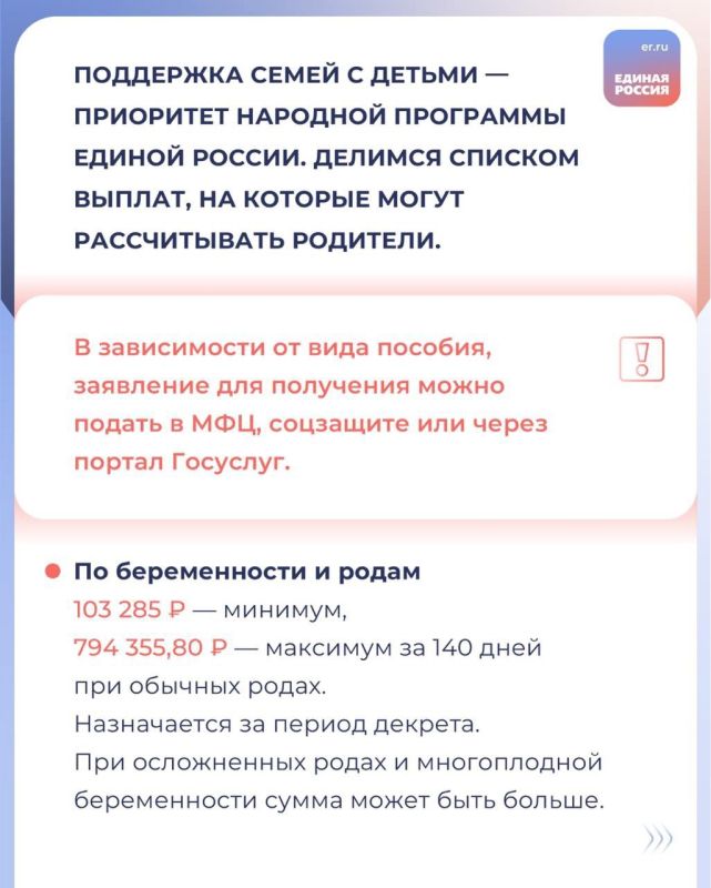Поддержка семей с детьми — одно из важнейших направлений народной программы Единой России Поддержка семей с детьми — одно из важнейших направлений народной программы Единой России
