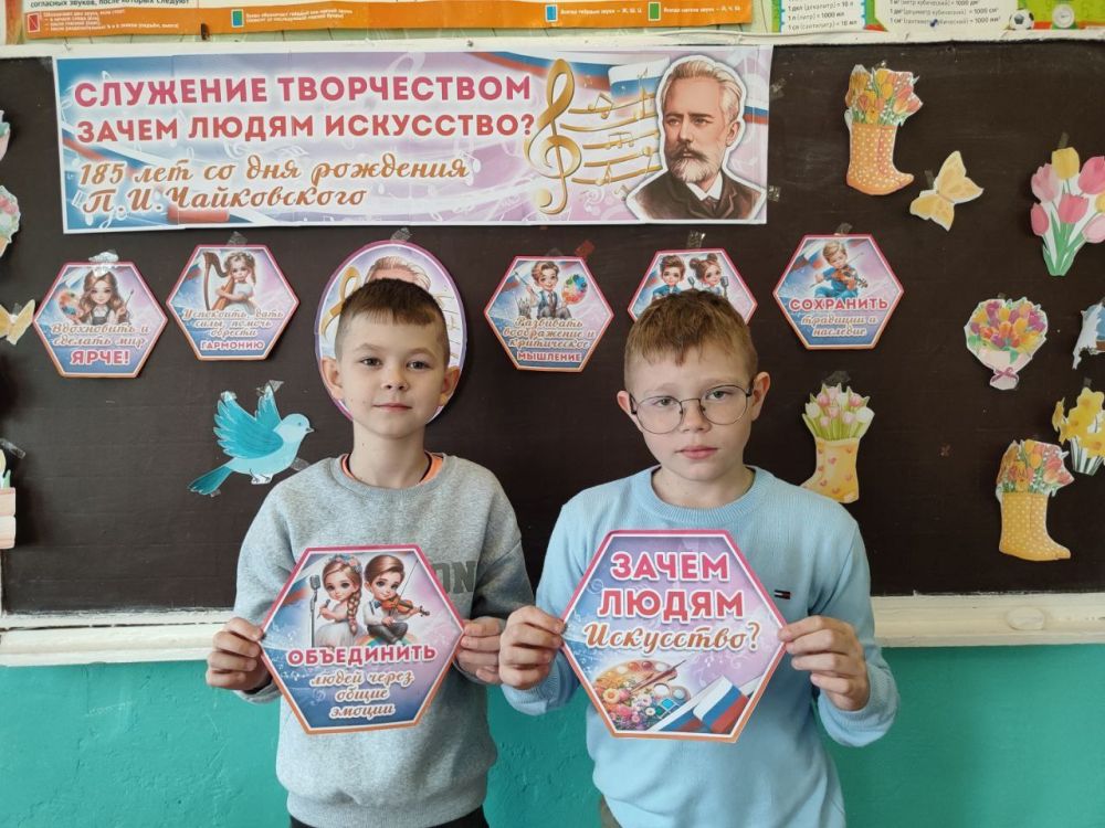В школах Шахтерского муниципального округа прошли внеурочные занятия «Служение творчеством. Зачем людям искусство? 185 лет со дня рождения П. И. Чайковского» В школах Шахтерского муниципального округа прошли внеурочные занятия «Служение творчеством. Зачем людям искусство? 185 лет со дня рождения П. И. Чайковского»