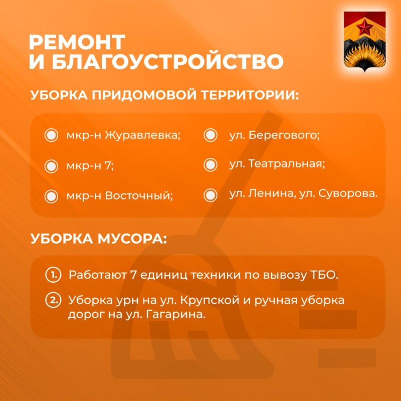 Александр Шатов: Сводка ЖКХ (ремонт и благоустройство) в Шахтерске на 01 апреля 2025 Александр Шатов: Сводка ЖКХ (ремонт и благоустройство) в Шахтерске на 01 апреля 2025