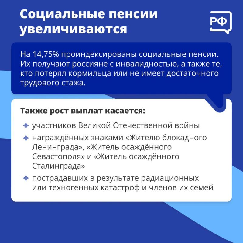 С 1 апреля увеличиваются социальные пенсии, на вторичное жильё начинает действовать семейная ипотека, а качество детского отдыха становится выше С 1 апреля увеличиваются социальные пенсии, на вторичное жильё начинает действовать семейная ипотека, а качество детского отдыха становится выше
