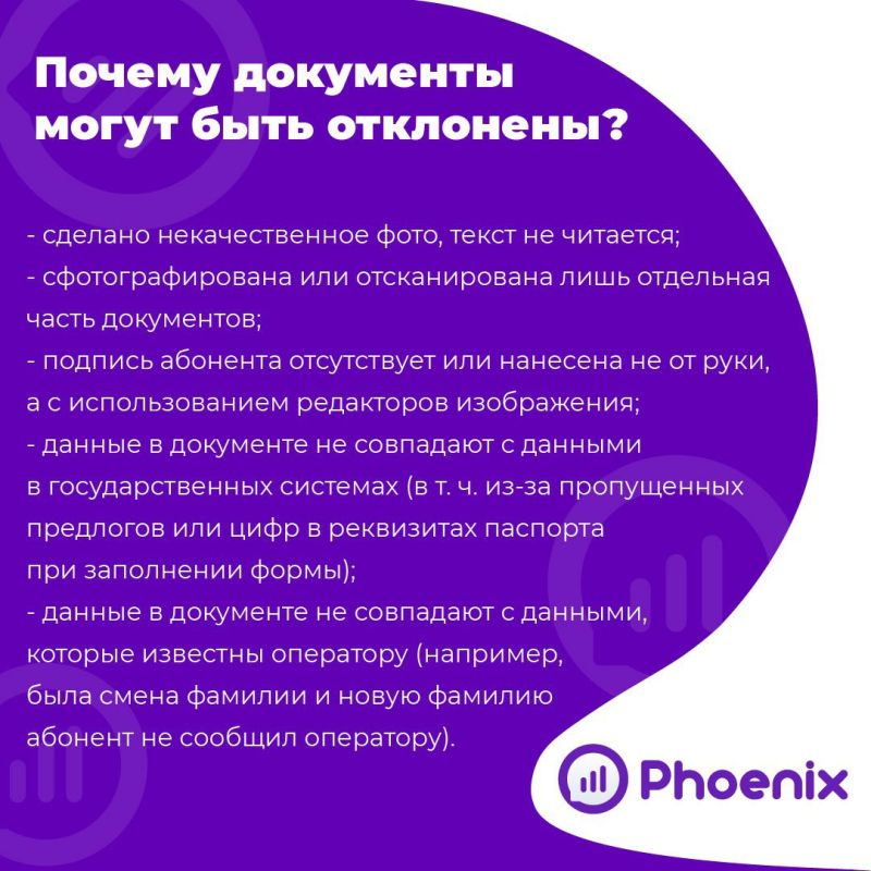 Мобильный оператор «Феникс» ответил на наиболее часто задаваемые вопросы по обновлению данных абонентов связи Мобильный оператор «Феникс» ответил на наиболее часто задаваемые вопросы по обновлению данных абонентов связи
