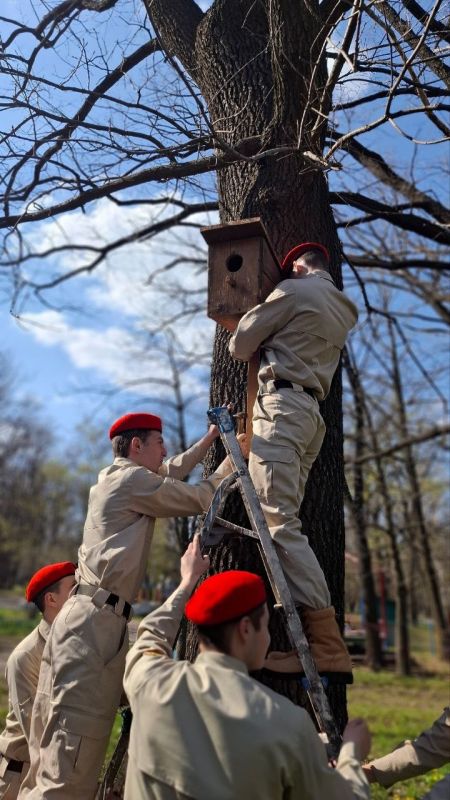 15.04.2025 года, юнармейцы ВПК "Красные береты" ГБОУ «СШ № 7 Г.О.ХАРЦЫЗСК» с руководителем Патриот- Центра Субботиным А.В. развесили кормушки для птиц в городском парке Чехова 15.04.2025 года, юнармейцы ВПК "Красные береты" ГБОУ «СШ № 7 Г.О.ХАРЦЫЗСК» с руководителем Патриот- Центра Субботиным А.В. развесили кормушки для птиц в городском парке Чехова