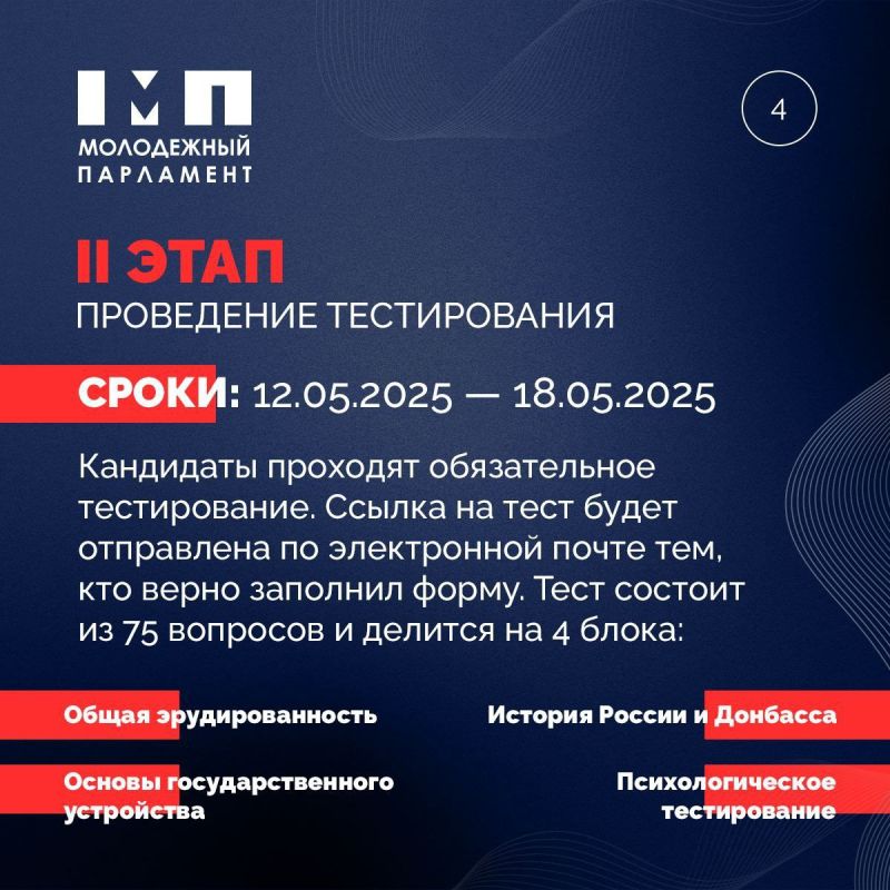 До 7 мая проходит регистрация на конкурс в новый созыв Молодежного Парламента ДНР До 7 мая проходит регистрация на конкурс в новый созыв Молодежного Парламента ДНР