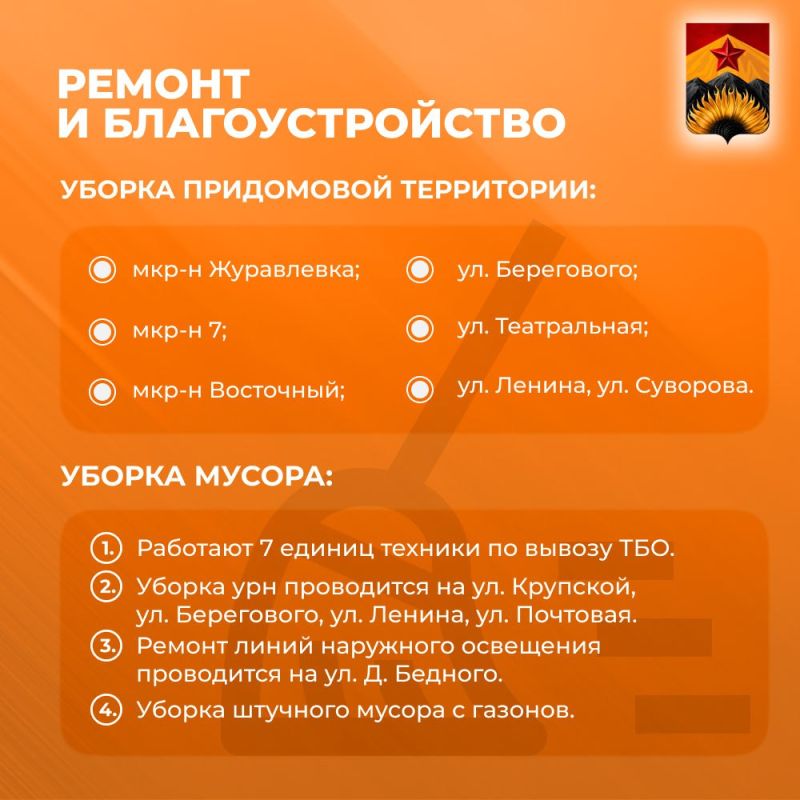 Александр Шатов: Сводка ЖКХ (ремонт и благоустройство) в Шахтерске на 22 апреля Александр Шатов: Сводка ЖКХ (ремонт и благоустройство) в Шахтерске на 22 апреля