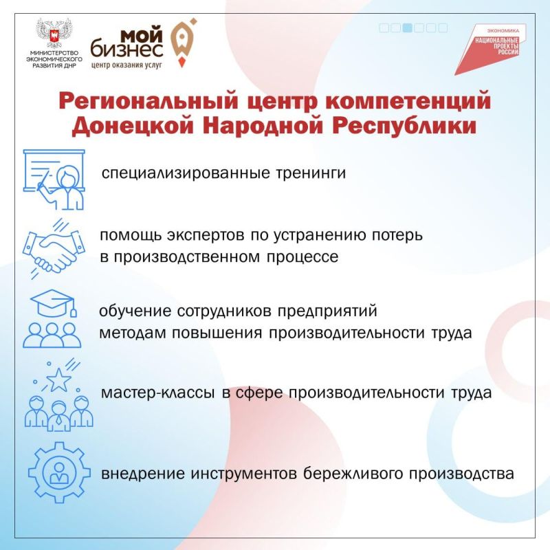 С начала 2025 года Донецкая Народная Республика активно включается в федеральный проект «Производительность труда», который направлен на: С начала 2025 года Донецкая Народная Республика активно включается в федеральный проект «Производительность труда», который направлен на: