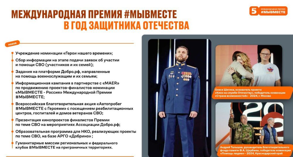 12 апреля стартует Международная премия #МЫВМЕСТЕ 12 апреля стартует Международная премия #МЫВМЕСТЕ