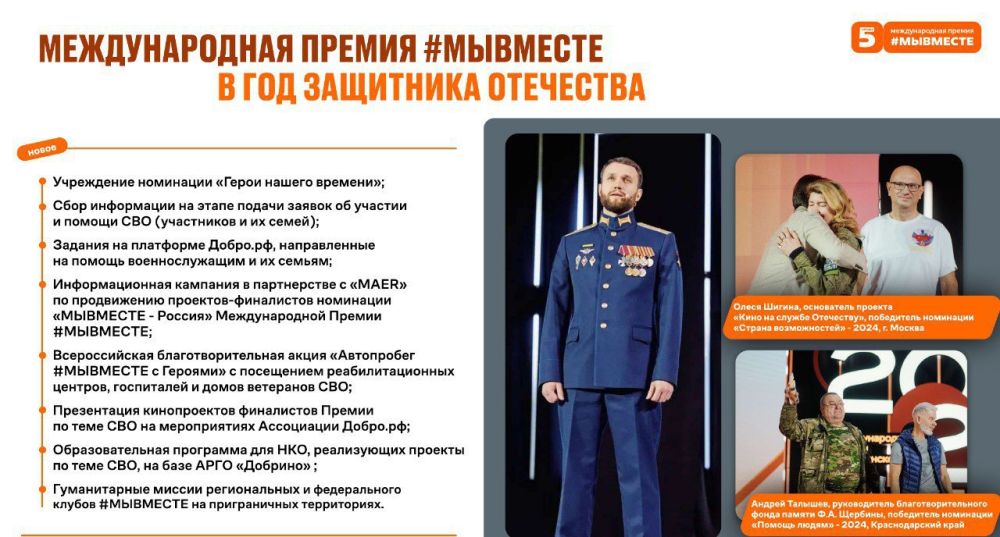 12 апреля стартовала Международная премия #МЫВМЕСТЕ 12 апреля стартовала Международная премия #МЫВМЕСТЕ
