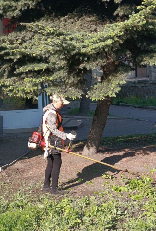 Коммунальщики Снежного продолжают благоустраивать территории общего пользования Коммунальщики Снежного продолжают благоустраивать территории общего пользования