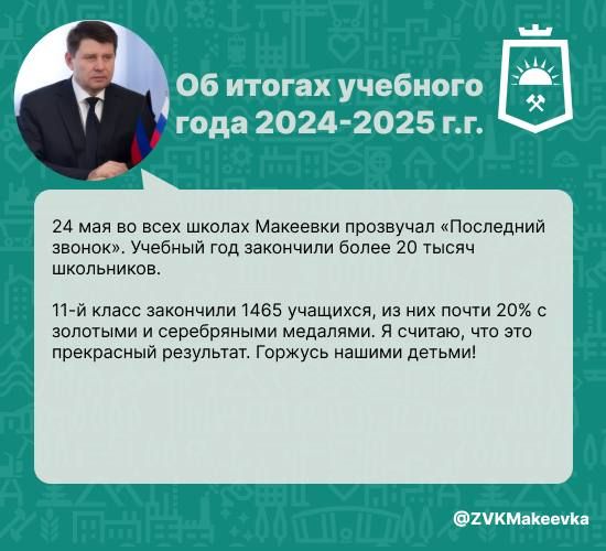 В ходе прямого эфира глава Макеевки Владислав Ключаров рассказал об итогах учебного года 2024-2025 г.г