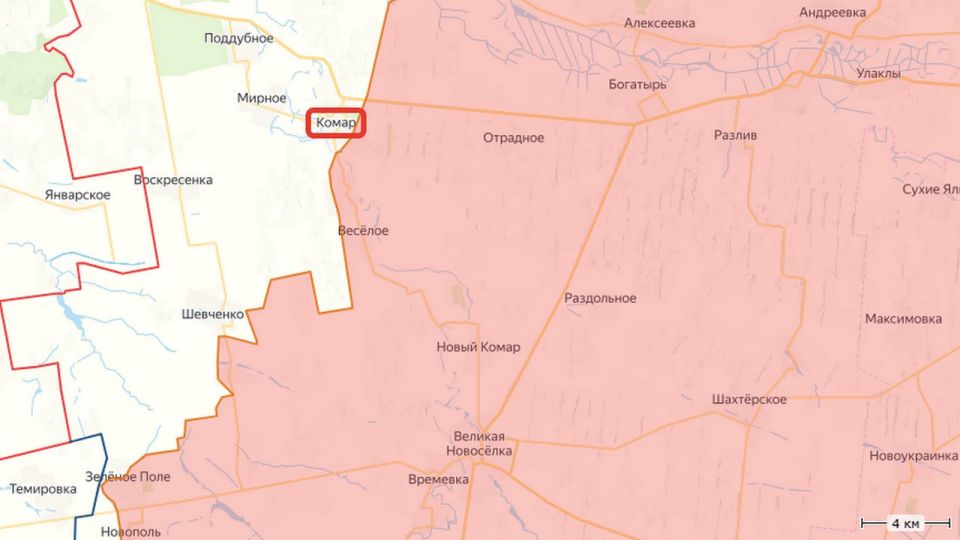 Российские военные из ГрВ "Восток" освободили н. п. Комар на Южно-Донецком направлении в ДНР, сообщило Минобороны РФ