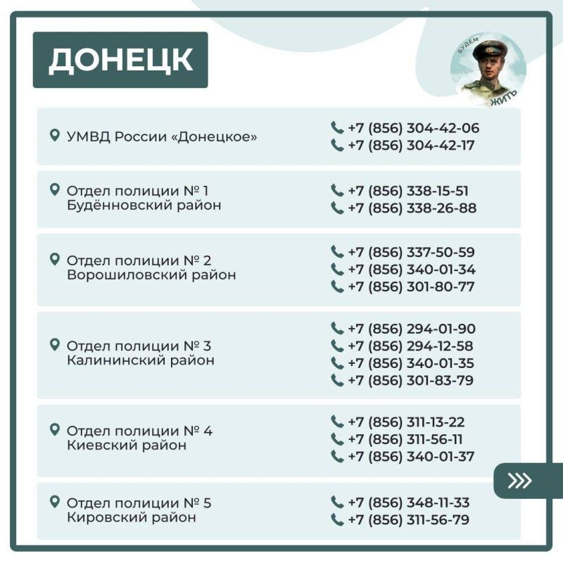 Контакты дежурных частей МВД по ДНР Контакты дежурных частей МВД по ДНР