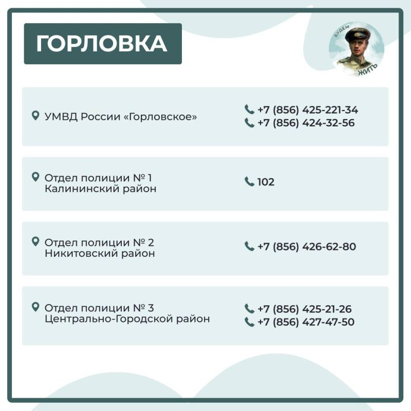 Контакты дежурных частей МВД по ДНР Контакты дежурных частей МВД по ДНР