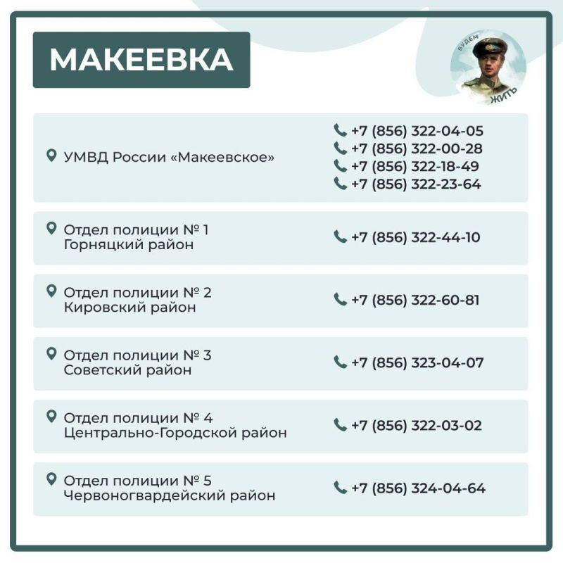 Контакты дежурных частей МВД по ДНР Контакты дежурных частей МВД по ДНР