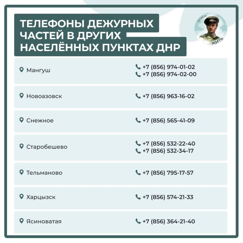 Контакты дежурных частей МВД по ДНР Контакты дежурных частей МВД по ДНР