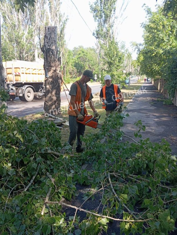 Коммунальные службы продолжают ликвидировать последствия сильного ветра в Донецке Коммунальные службы продолжают ликвидировать последствия сильного ветра в Донецке