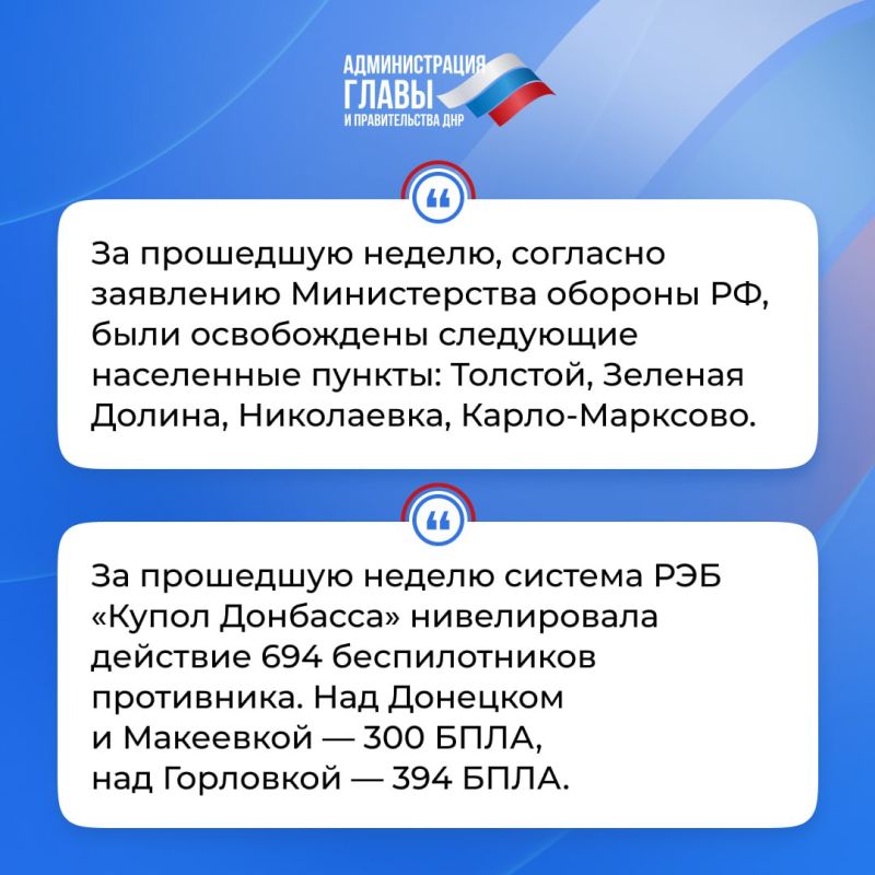 Глава ДНР кратко об итогах недели Глава ДНР кратко об итогах недели