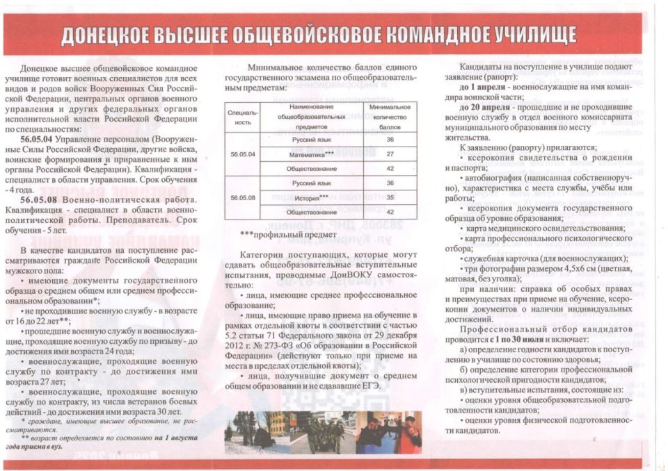 Волновахский муниципальный округ Донецкой Народной Республики информирует Вас о продлении предварительного набора кандидатов из числа гражданской молодежи для поступления в высшее учебное заведение- Донецкое высшее... Волновахский муниципальный округ Донецкой Народной Республики информирует Вас о продлении предварительного набора кандидатов из числа гражданской молодежи для поступления в высшее учебное заведение- Донецкое высшее...