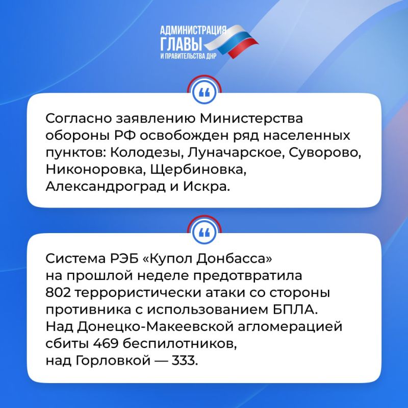 Глава ДНР кратко об итогах недели Глава ДНР кратко об итогах недели
