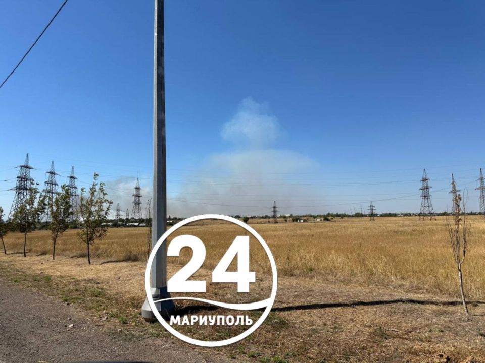 Горят поля в районе Волонтеровки Горят поля в районе Волонтеровки