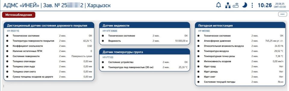Для повышения безопасности движения: в ДНР установили автоматическую метеостанцию Для повышения безопасности движения: в ДНР установили автоматическую метеостанцию