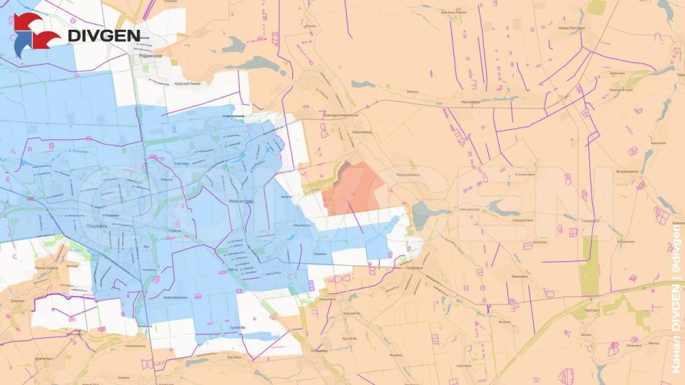 Изменения линии фронта за минувшие сутки нанёс на карту канал "DivGen":