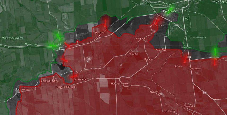 «На Покровском направлении ВС РФ наступают в районе Чунишино