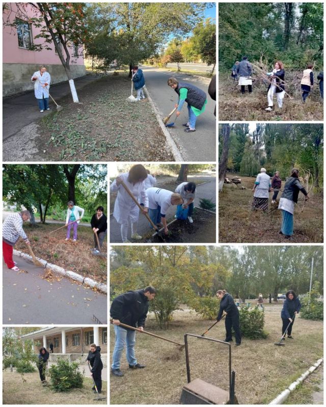 В медицинских организациях Донецкой Народной Республики традиционный осенний субботник В выходной день, 27 сентября, врачи, медсестры и младший медперсонал вышли на работу без белых халатов В медицинских организациях Донецкой Народной Республики традиционный осенний субботник В выходной день, 27 сентября, врачи, медсестры и младший медперсонал вышли на работу без белых халатов
