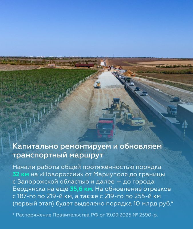 Модернизация федеральных дорог в ДНР, ЛНР, Запорожской и Херсонской областях Модернизация федеральных дорог в ДНР, ЛНР, Запорожской и Херсонской областях