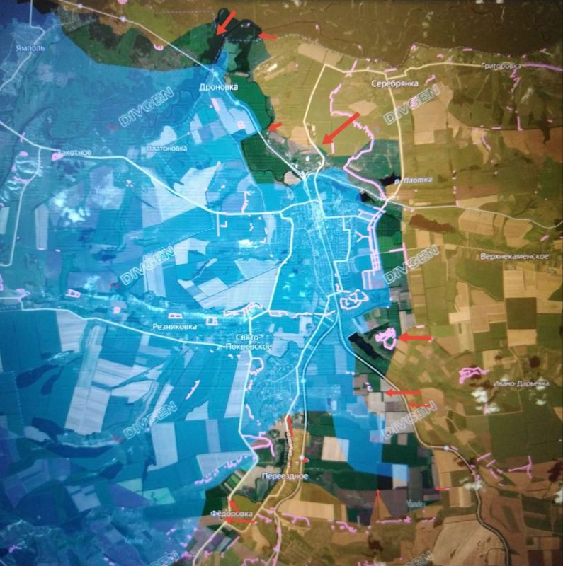 Юрий Котенок: Северское направление. Российские войска продолжают охват Северской группировки противника с северо-запада и продвинулись в лесном массиве на границе ДНР и ЛНР (в междуречье р. Северский Донец и Жеребец)