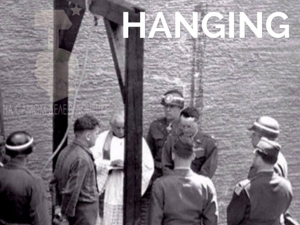 16 октября 1946 года по приговору Нюрнбергского трибунала были казнены нацистские преступники Риббентроп, Кейтель, Кальтенбруннер, Розенберг, Франк, Фрик, Штрейхер, Заукель, Йодль и Зейсс-Инкварт 16 октября 1946 года по приговору Нюрнбергского трибунала были казнены нацистские преступники Риббентроп, Кейтель, Кальтенбруннер, Розенберг, Франк, Фрик, Штрейхер, Заукель, Йодль и Зейсс-Инкварт