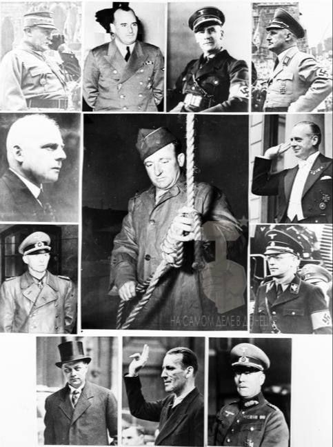 16 октября 1946 года по приговору Нюрнбергского трибунала были казнены нацистские преступники Риббентроп, Кейтель, Кальтенбруннер, Розенберг, Франк, Фрик, Штрейхер, Заукель, Йодль и Зейсс-Инкварт 16 октября 1946 года по приговору Нюрнбергского трибунала были казнены нацистские преступники Риббентроп, Кейтель, Кальтенбруннер, Розенберг, Франк, Фрик, Штрейхер, Заукель, Йодль и Зейсс-Инкварт