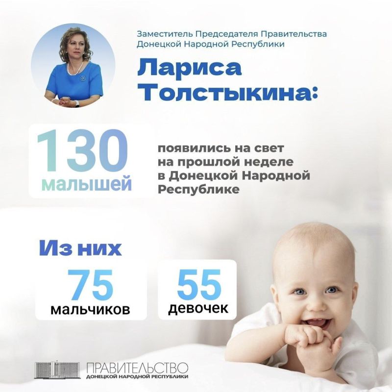 Вице-премьер Лариса Толстыкина сообщила о рождаемости в ДНР