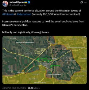 Под угрозой котла ВСУ пытаются держать Покровск и Мирноград только по политическим причинам — аналитик-русофоб Рёпке