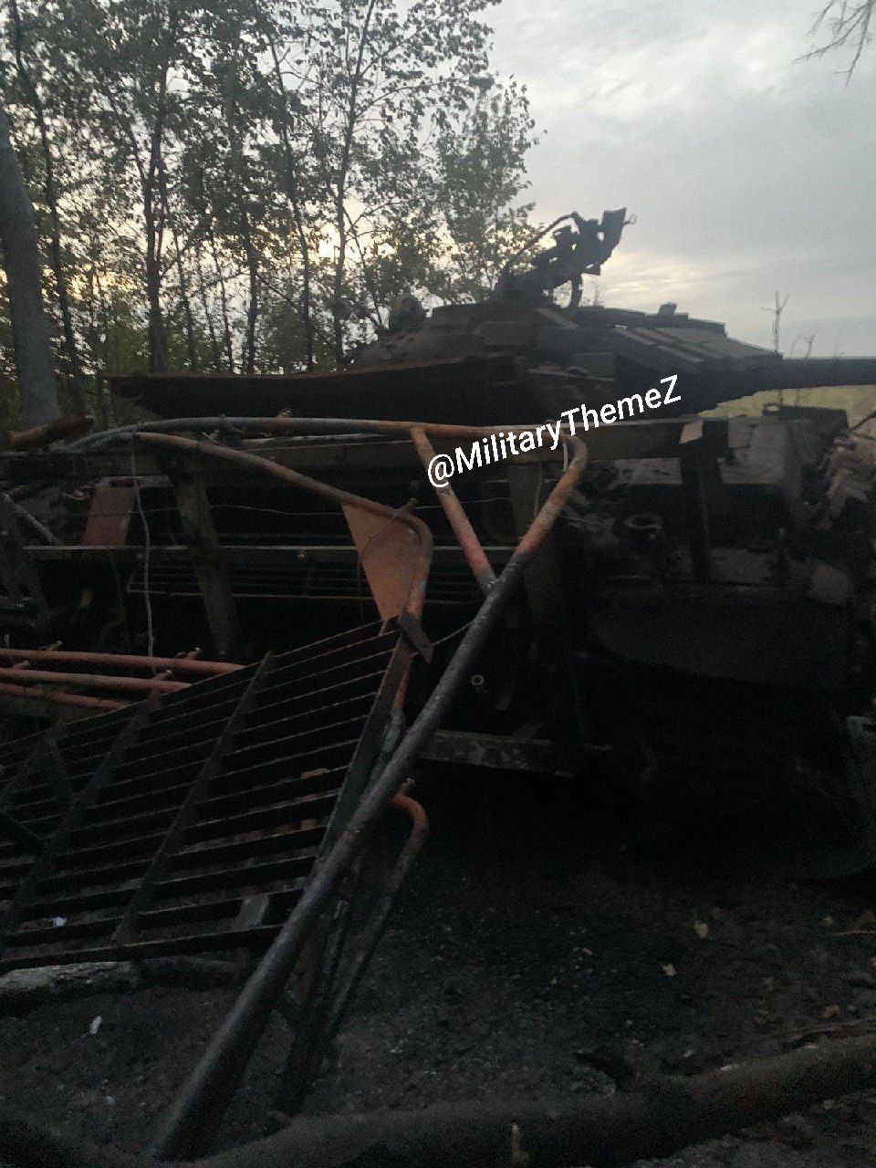 Уничтоженный танк Т-64БВ с мангалом ВСУ на просторах ДНР Уничтоженный танк Т-64БВ с мангалом ВСУ на просторах ДНР