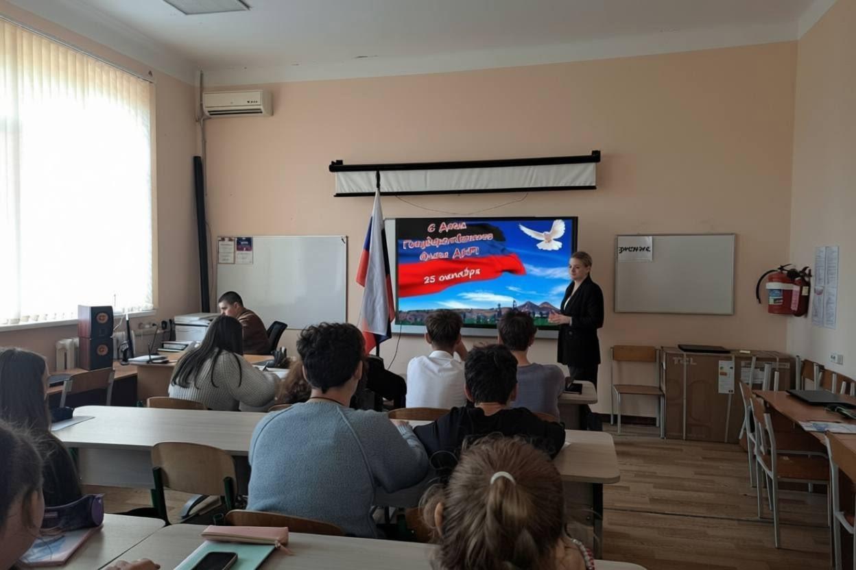В школах Докучаевска прошли тематические мероприятие ко Дню флага ДНР В школах Докучаевска прошли тематические мероприятие ко Дню флага ДНР