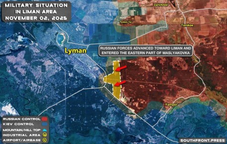 Продвижение российских войск 02.11.2025 по врезкам проекта South Front