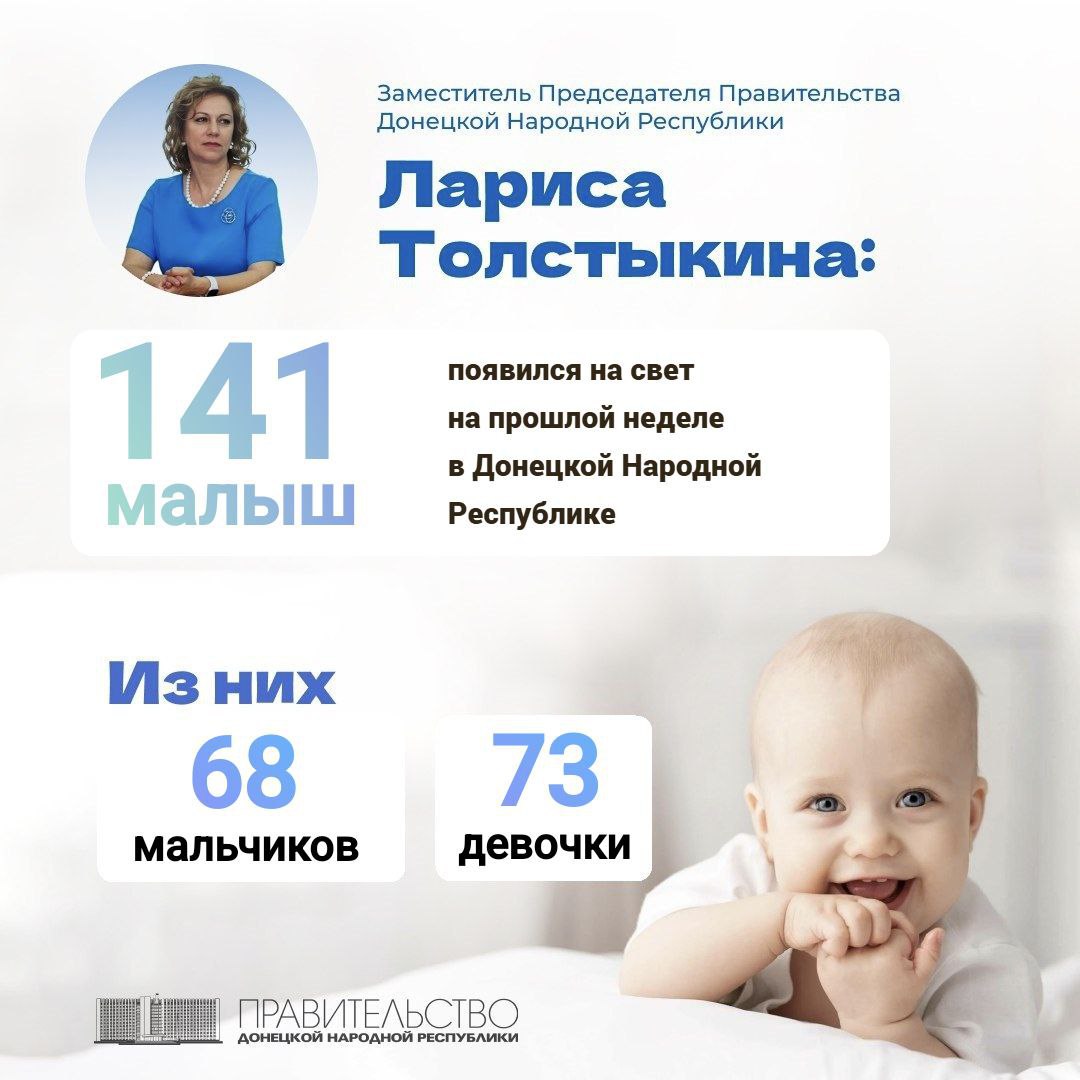 Вице-премьер Лариса Толстыкина сообщила о рождаемости в ДНР