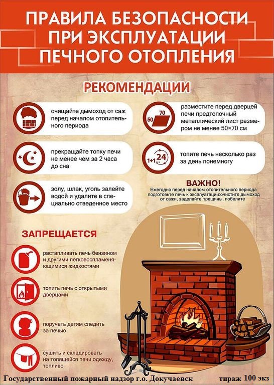 Правила безопасности при эксплуатации печного отопления