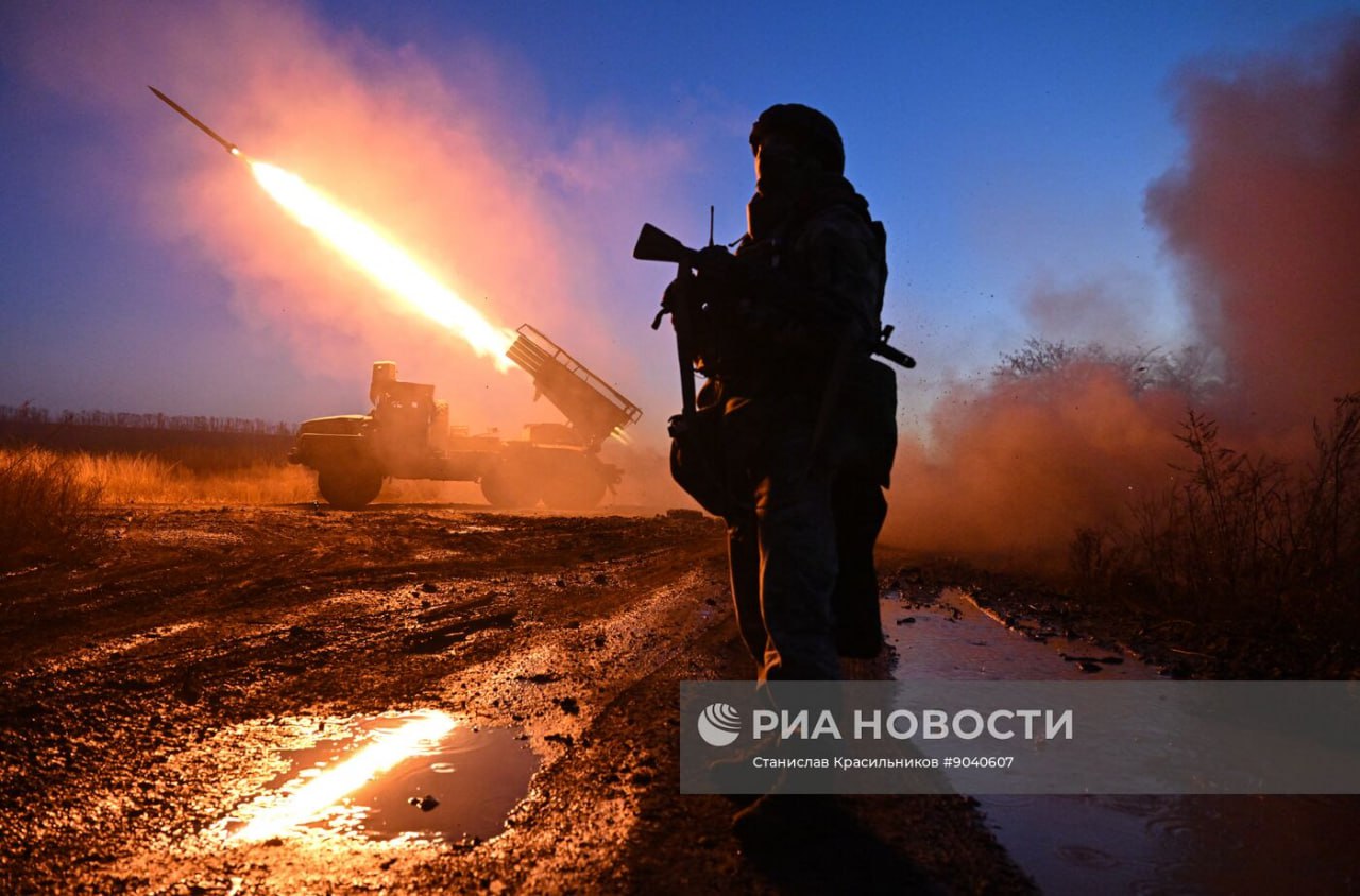 Боевая работа расчета РСЗО "Град" группы войск "Центр" на покровском направлении