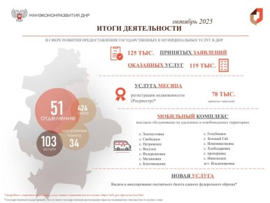 Делимся краткими итогами деятельности в сфере развития предоставления госуслуг в МФЦ ДНР за октябрь 2025 года