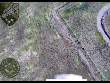 Штурмовики ВС РФ были замечены на дороге из Гришино, примыкающей к ключевой трассе Т0515, ведущей из Покровска через Родинское