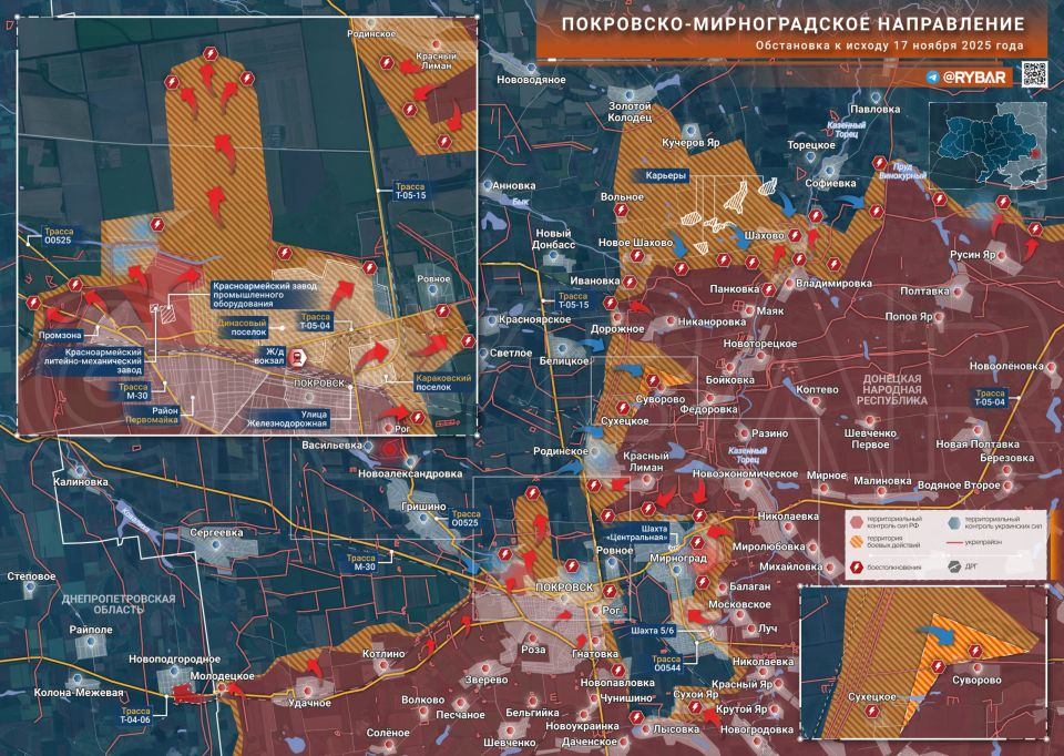 Успехи в Покровске. Какое то время назад в этом районе высаживались ГУР, но что то пошло не так, и теперь российские войска продвигаются на северо-западных окраинах Покровска