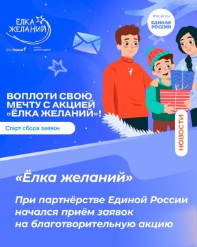При партнёрстве Единой России начался приём заявок на благотворительную акцию «Ёлка желаний»