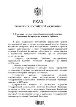 Путин утвердил новую Стратегию государственной национальной политики России на период до 2036 года