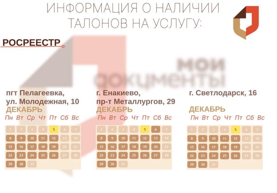 Актуальная информация о наличии талонов в разных отделениях МФЦ
