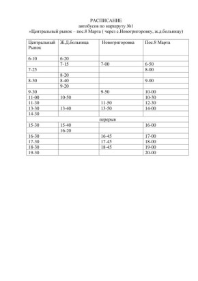 Расписание автобусных маршрутов по городу Дебальцево!