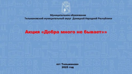 Добра много не бывает. Сектор молодежной политики Администрации Тельмановского муниципального округа подводититоги года в рамках акции «Добра много не бывает» по направлению «Доброслужащий»