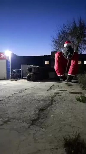 Гориллу на въезде в Волгодонск нарядили в костюм Деда Мороза