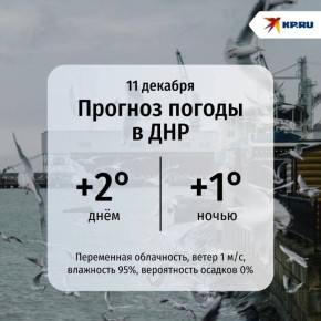 В ДНР сегодня пасмурно. Днем всего +2° градуса