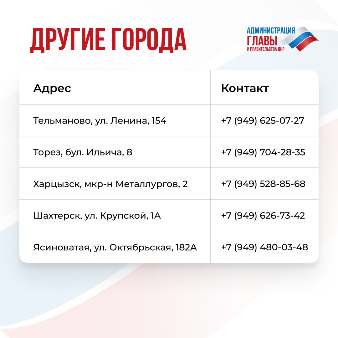 Актуальные контактные данные клиентских служб ОСФР по ДНР — в карточках Актуальные контактные данные клиентских служб ОСФР по ДНР — в карточках